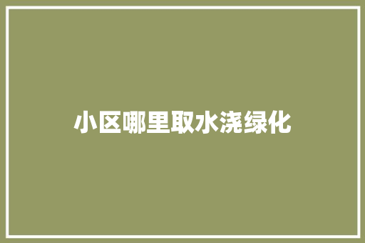 小区哪里取水浇绿化