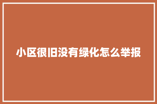 小区很旧没有绿化怎么举报