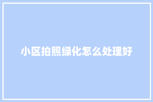 小区拍照绿化怎么处理好