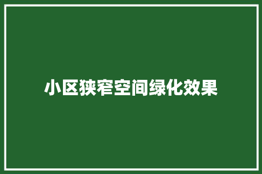 小区狭窄空间绿化效果