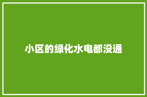 小区的绿化水电都没通