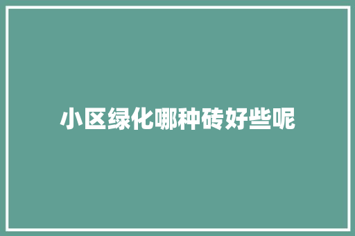 小区绿化哪种砖好些呢