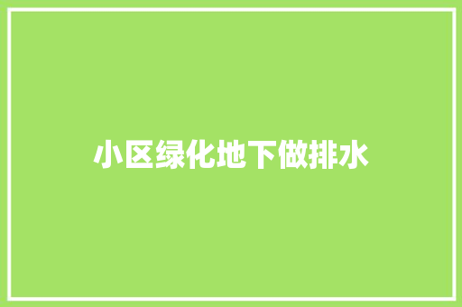 小区绿化地下做排水