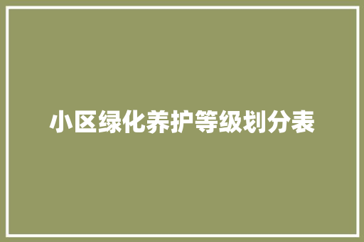 小区绿化养护等级划分表
