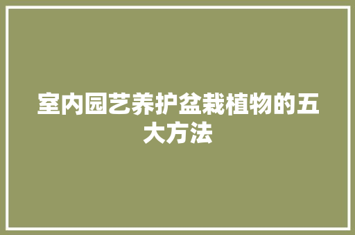 室内园艺养护盆栽植物的五大方法