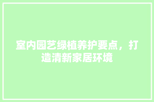 室内园艺绿植养护要点，打造清新家居环境