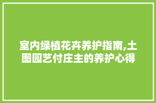 室内绿植花卉养护指南,土图园艺付庄主的养护心得