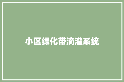 小区绿化带滴灌系统