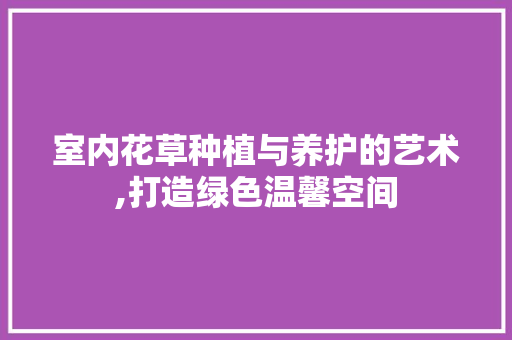 室内花草种植与养护的艺术,打造绿色温馨空间