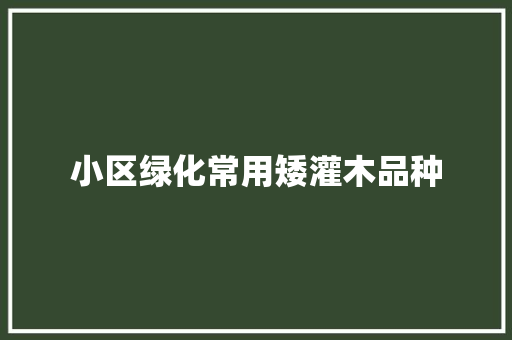 小区绿化常用矮灌木品种
