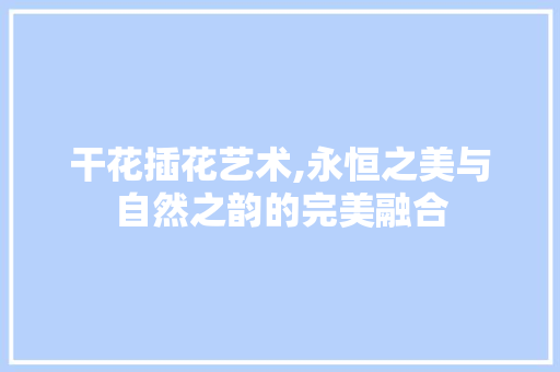 干花插花艺术,永恒之美与自然之韵的完美融合
