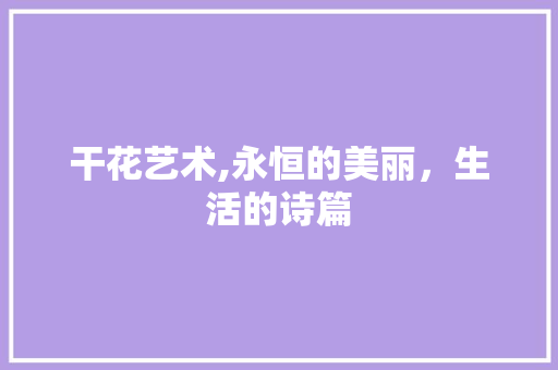 干花艺术,永恒的美丽，生活的诗篇