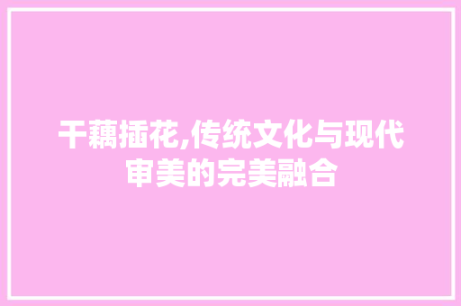 干藕插花,传统文化与现代审美的完美融合