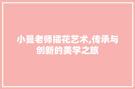 小曼老师插花艺术,传承与创新的美学之旅