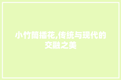 小竹筒插花,传统与现代的交融之美