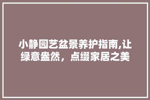 小静园艺盆景养护指南,让绿意盎然，点缀家居之美
