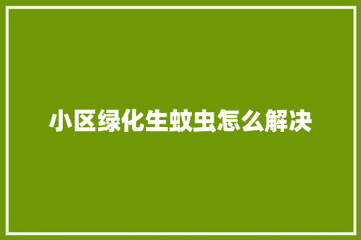 小区绿化生蚊虫怎么解决