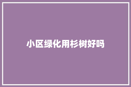 小区绿化用杉树好吗