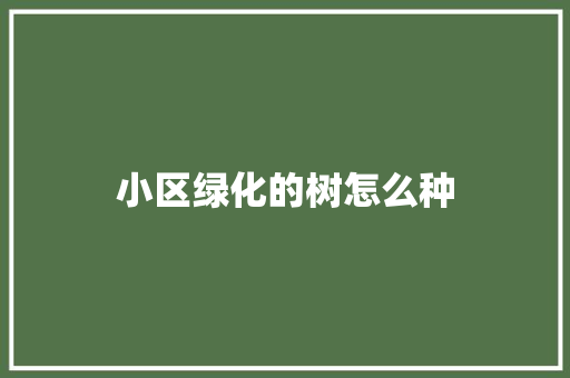 小区绿化的树怎么种