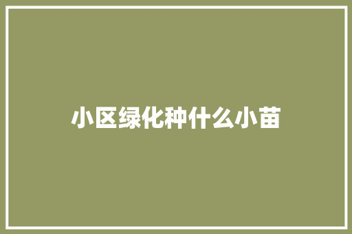 小区绿化种什么小苗