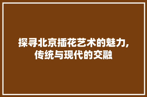 探寻北京插花艺术的魅力,传统与现代的交融