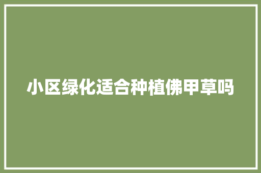 小区绿化适合种植佛甲草吗