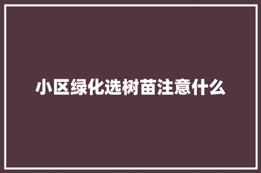 小区绿化选树苗注意什么