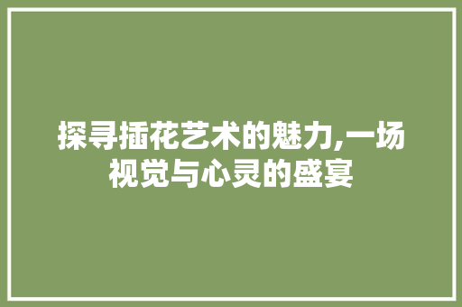 探寻插花艺术的魅力,一场视觉与心灵的盛宴