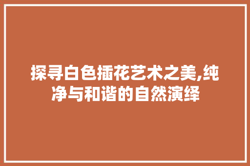 探寻白色插花艺术之美,纯净与和谐的自然演绎