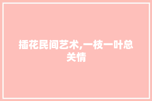 插花民间艺术,一枝一叶总关情