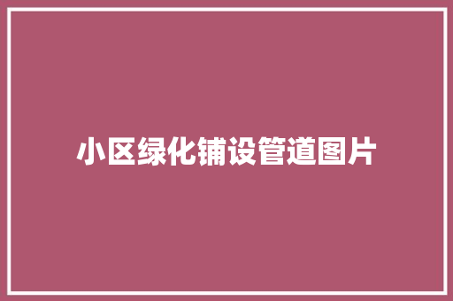 小区绿化铺设管道图片