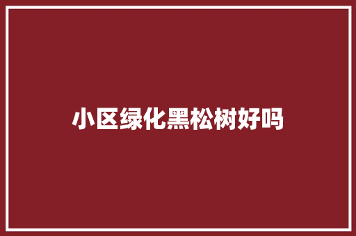 小区绿化黑松树好吗