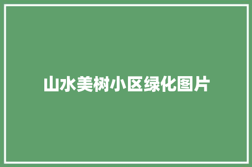 山水美树小区绿化图片