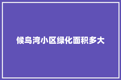 候鸟湾小区绿化面积多大