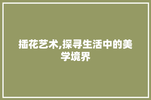 插花艺术,探寻生活中的美学境界