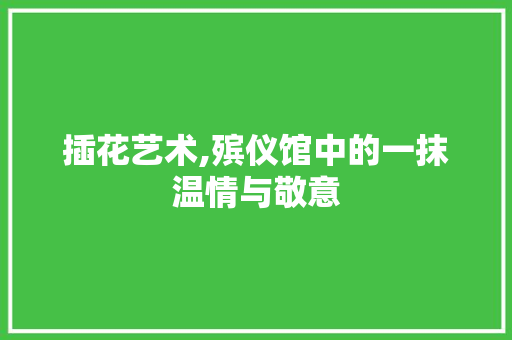插花艺术,殡仪馆中的一抹温情与敬意 花卉育苗