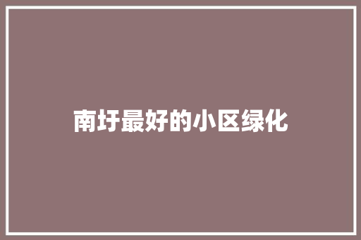 南圩最好的小区绿化