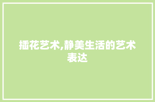 插花艺术,静美生活的艺术表达