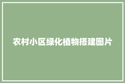 农村小区绿化植物搭建图片 花卉育苗