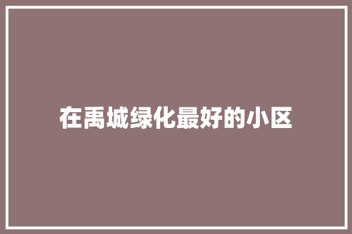 在禹城绿化最好的小区