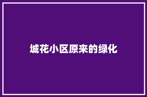 城花小区原来的绿化
