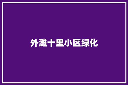 外滩十里小区绿化 无土育苗