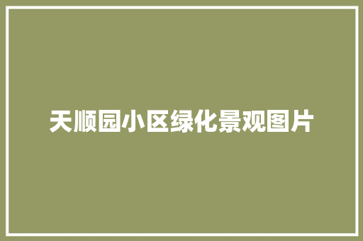 天顺园小区绿化景观图片
