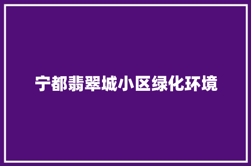 宁都翡翠城小区绿化环境