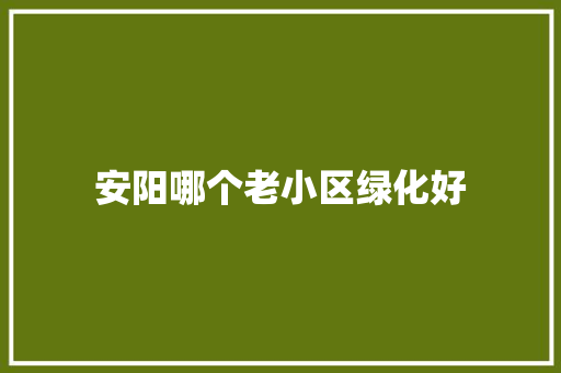 安阳哪个老小区绿化好