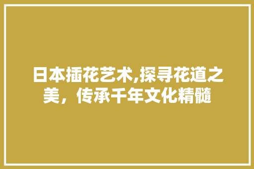 日本插花艺术,探寻花道之美，传承千年文化精髓