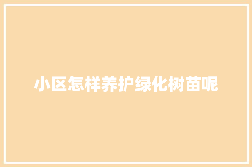 小区怎样养护绿化树苗呢