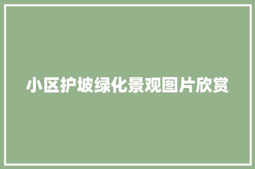 小区护坡绿化景观图片欣赏