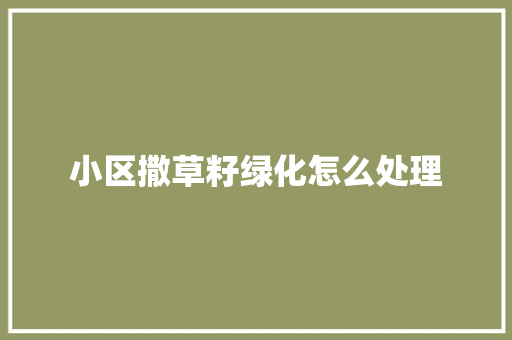 小区撒草籽绿化怎么处理
