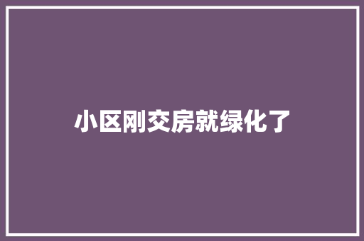 小区刚交房就绿化了